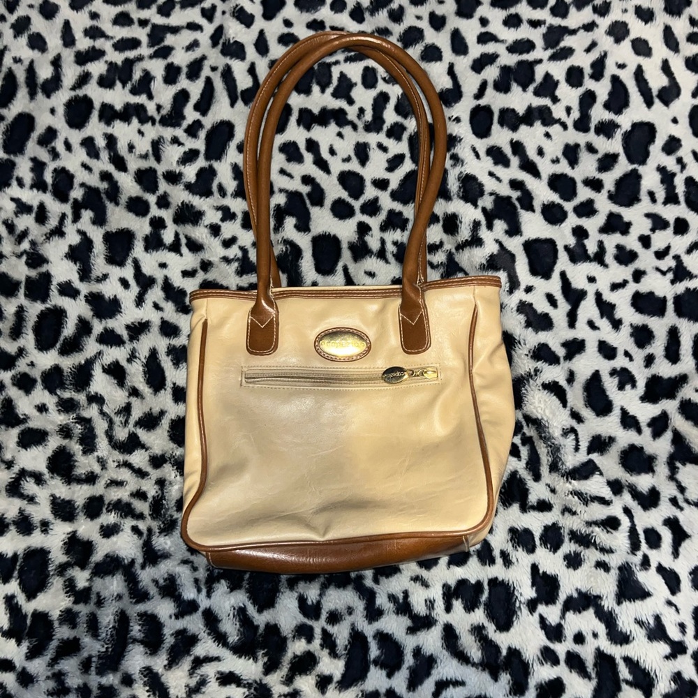 Capezio Cream and Brown Leather Hand Bag